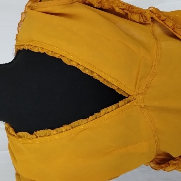 NWT Story On mustard mini dress w V neckline, ruffle SO CUTE! - Picture 12 of 16